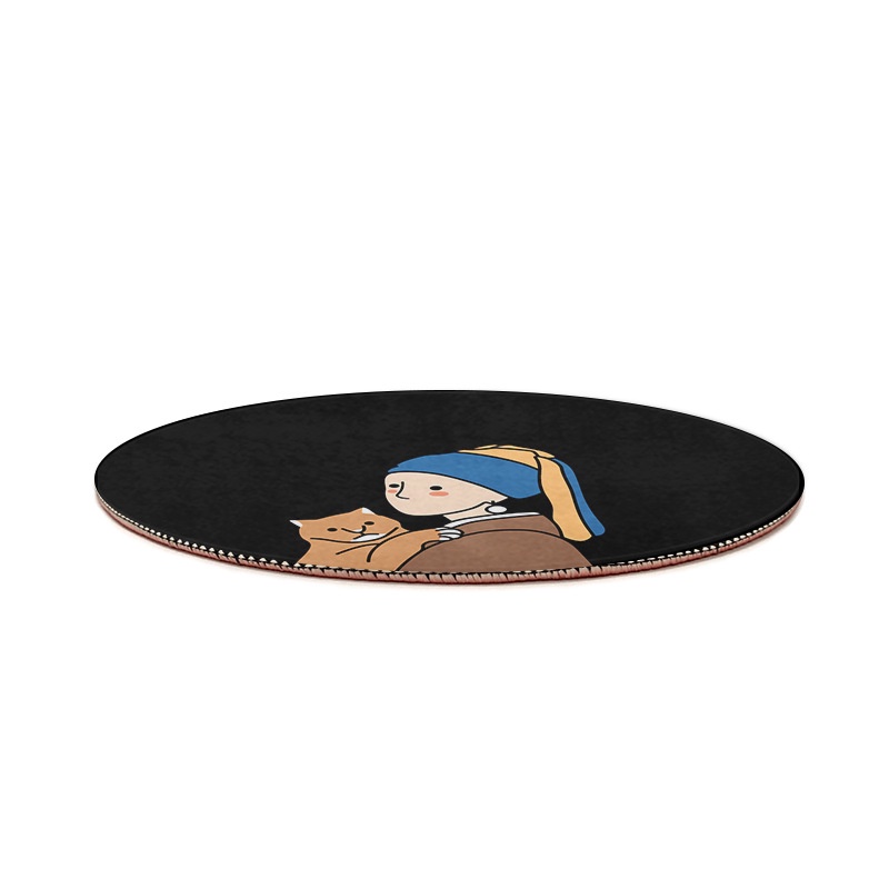 Mouse Pad Bentuk Bulat Bahan Karet Untuk Meja Komputer