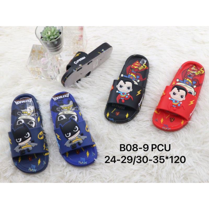 Sandal selop anak laki laki seperhero sandal karet anak cowok terbaru model kiri kanan beda gambar kekinian