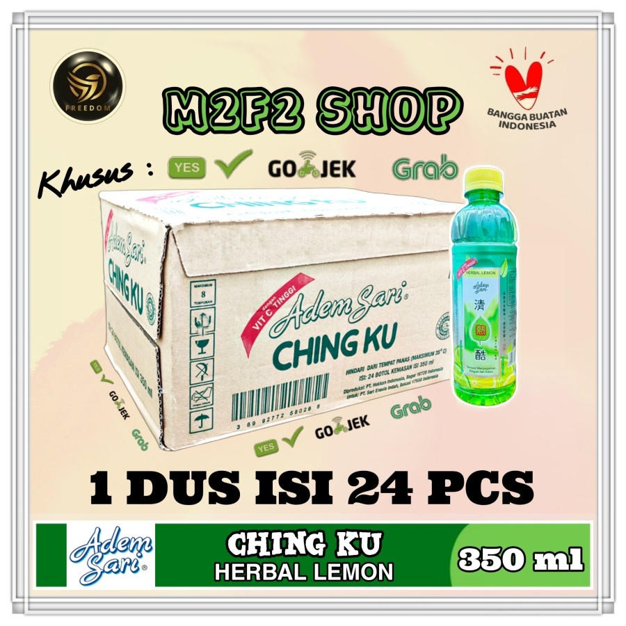 

Adem Sari Ching Ku Herbal Lemon Botol Pet - 350 ml Kemasan Karton (Khusus Bluebird, Gojek/Grab)