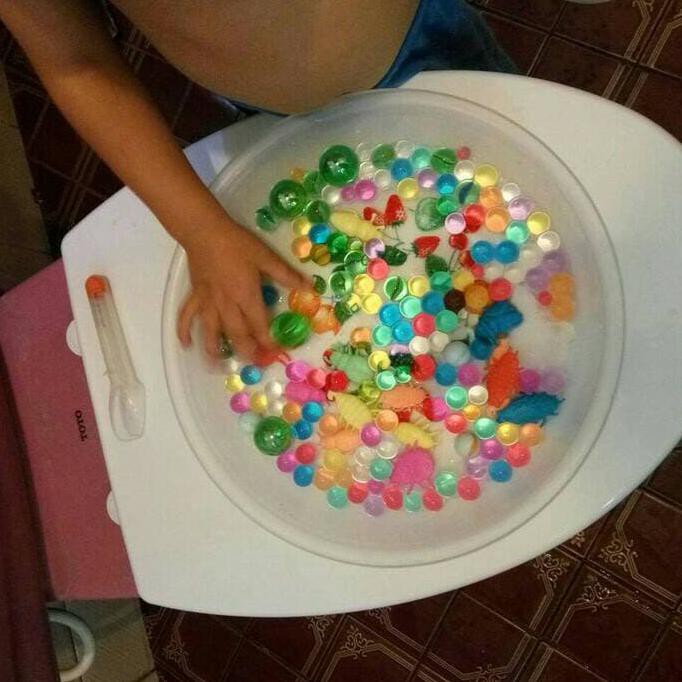 Paket Sensory Toys Montessori Pompom Waterbeads Hidrogel