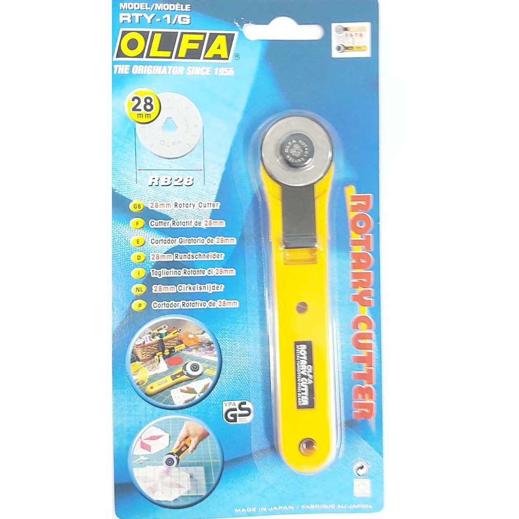 Jual alat potong rotary Cutter merk Olfa 28mm Model RTY-1G JAPAN ASLI