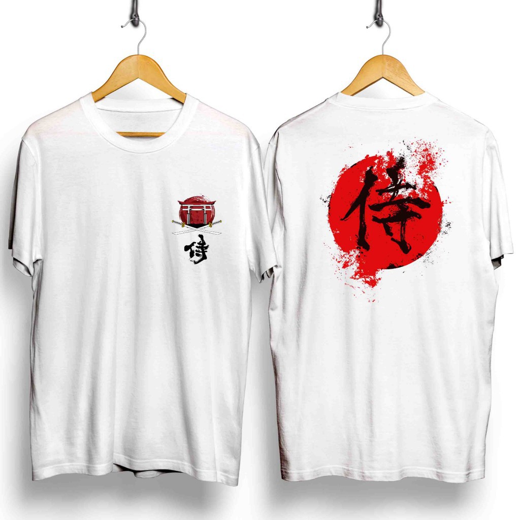 DISTRO KAOS PRIA | TULISAN JEPANG SAMURAI PUTIH