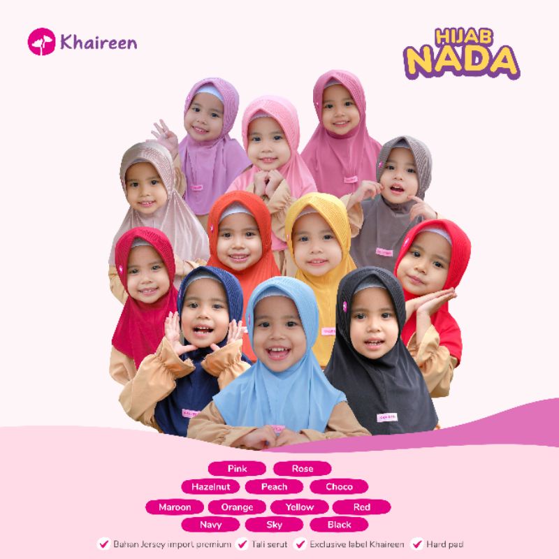 JILBAB ANAK/ HIJAB INSTAN ANAK/ HIJAB BAYI / HIJAB BALITA /TERLARIS/ HIJAB NADA ORIGINAL BY KHAIREEN