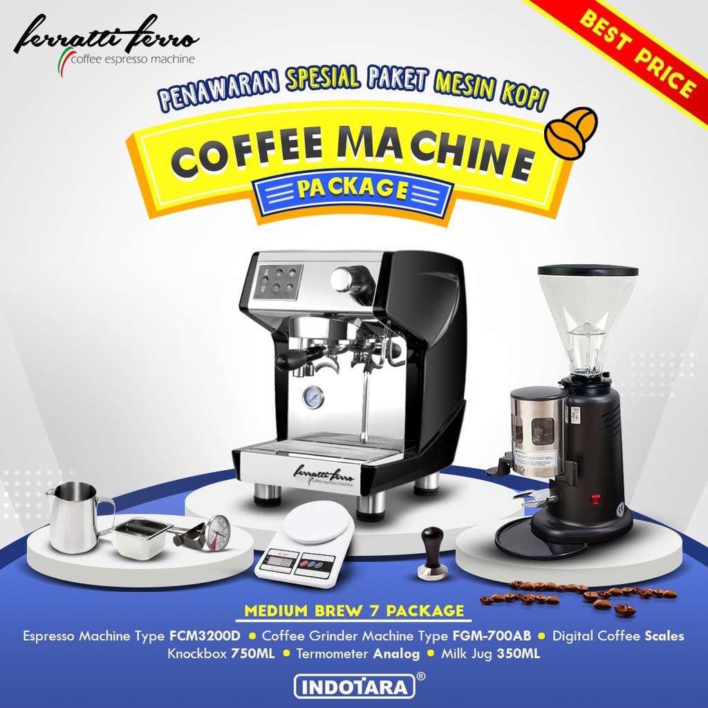 Paket Mesin Kopi Espresso / Mesin Kopi Ferratti Ferro - Medium Brew 7