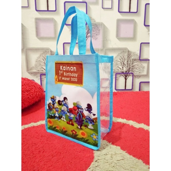 

tas anak custom tas birthday tas ulang tahun the Smurfs tas mika custom tas ulang tahun tas unik tas viral free ongkir