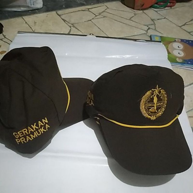 Topi gerakan pramuka bordir perekat real pic bijian