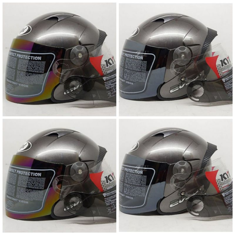 Helm kyt 2 vision paket ganteng abu ganmet