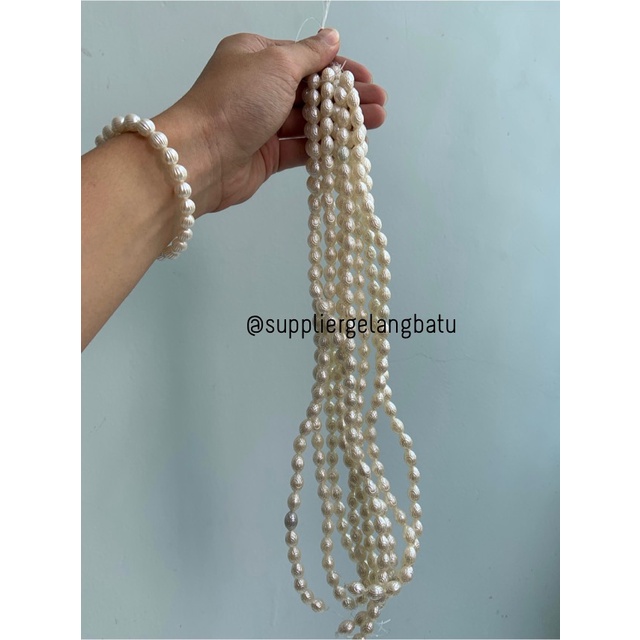 Mutiara Sintetis OVAL TELUR PASKAH 10MM WHITE PEARL manik aksesoris