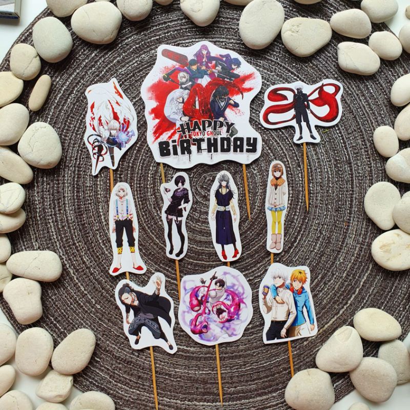satu set cake topper hiasan kue ulang tahun karakter Tokyo Ghoul