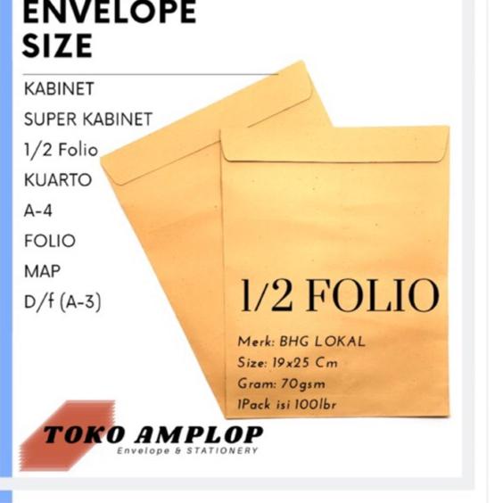 

Flash Sale - Amplop Coklat 1/2 FOLIO 19x25 Cm BHG