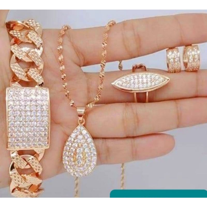 Set perhiasan wanita dewasa xuping lapis emas aksesoris fashion