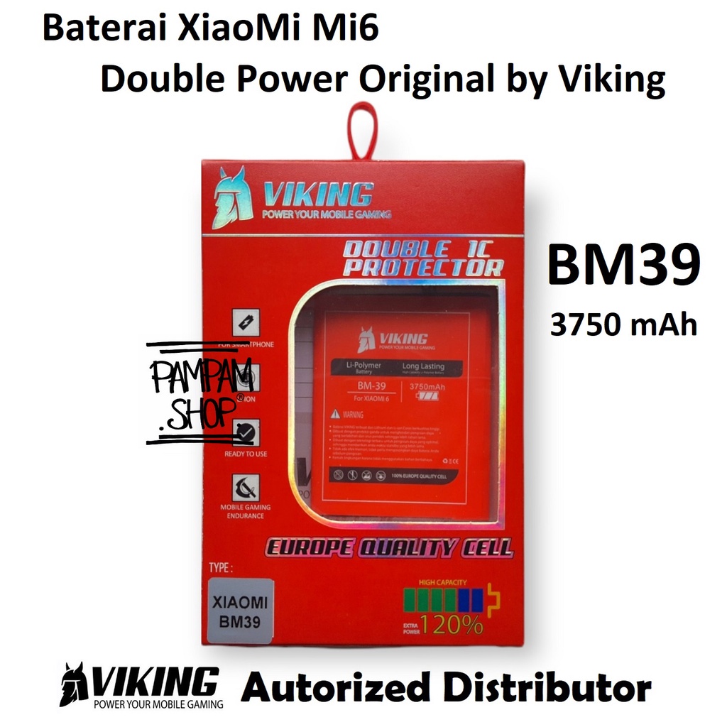 Baterai VIKING Double Power Original XiaoMi BM39 Mi6 Mi 6 Batre Batrai Battery Handphone HP Dual Ori