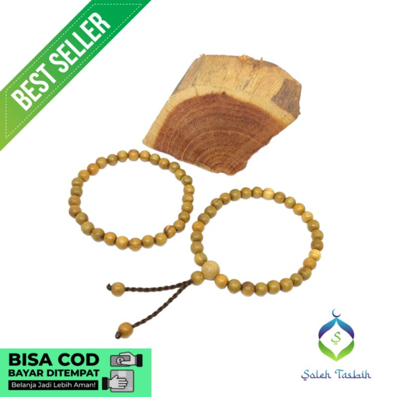 Gelang Kayu Jati Kluweh Motif Bulat Size 6mm/Gelang Kayu Asli