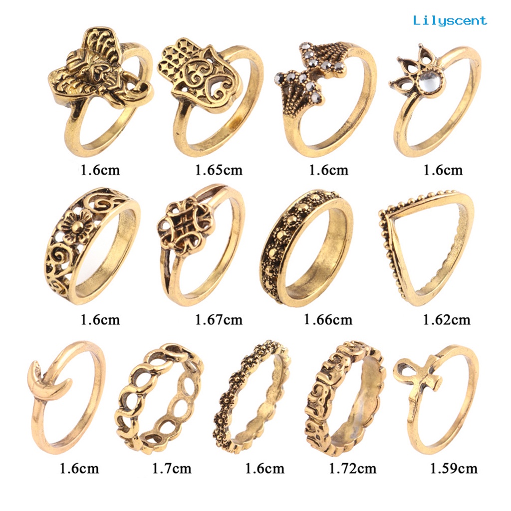 Cincin Model Hollow Bahan Alloy Gaya Vintage Untuk Wanita