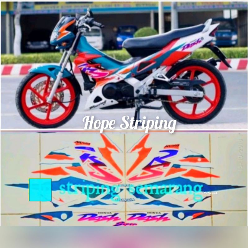Striping Honda Nova Dash RS Hijau Orange