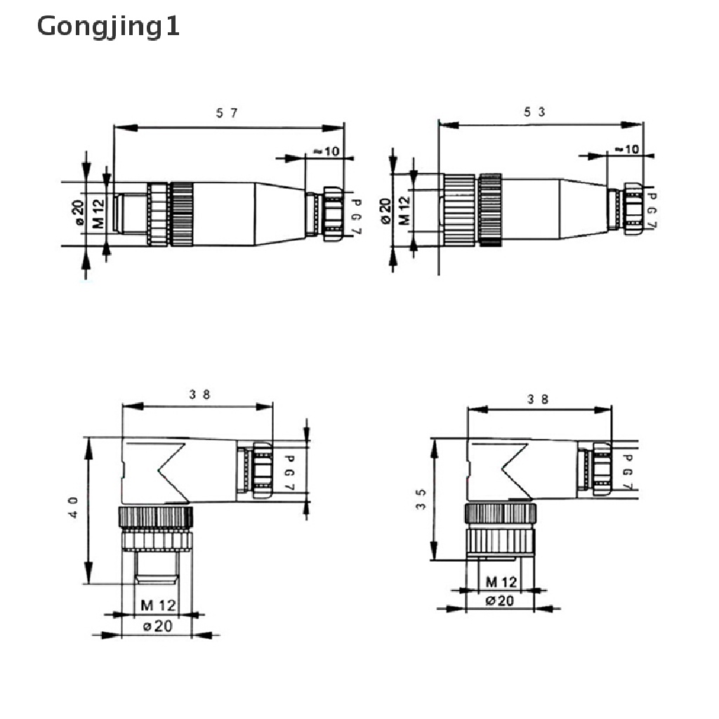 Gongjing1 1Pc Konektor sensor M12 3 / 4 / 5 pin male / female