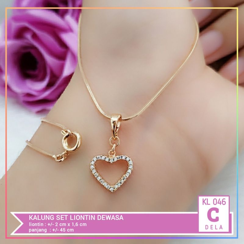 Kalung Dewasa Emas Titanium kalung rantai Belut permata zirqon lapis emas gold KL 038 Anti karat