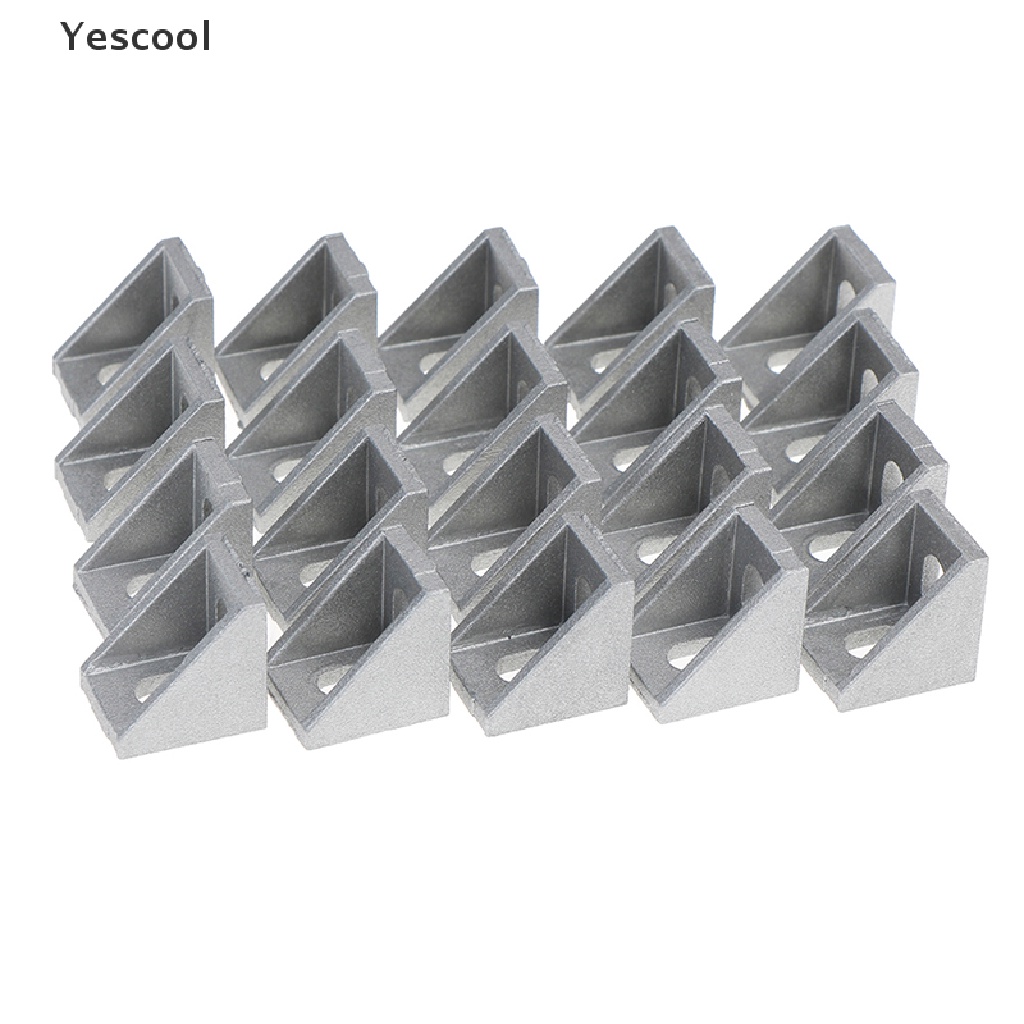 Yescool 20Pcs Konektor Sudut 2020 Bahan aluminum Ukuran 17x20 X 20