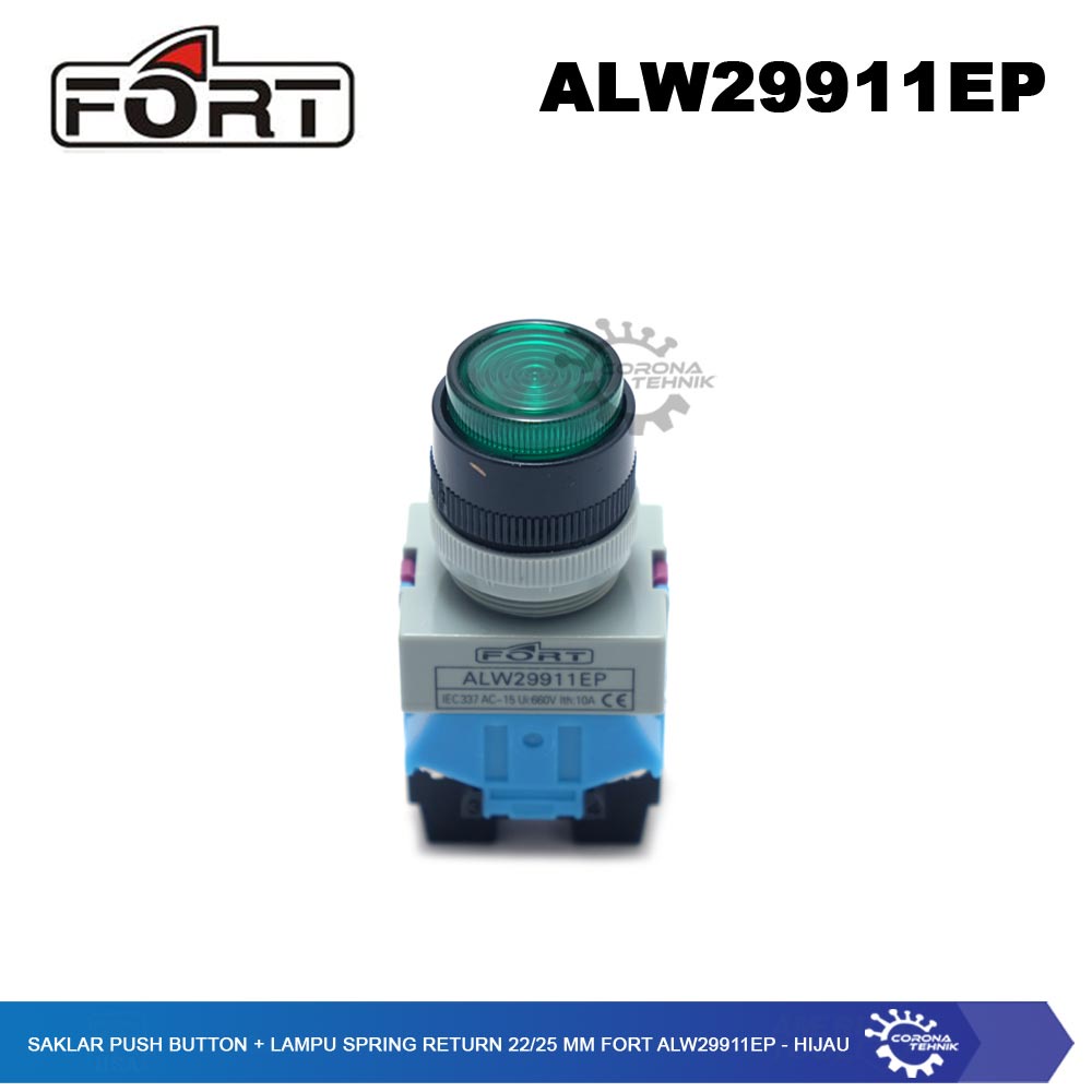 Fort - Saklar Push Button + Lampu Spring Return 22/25 mm -  ALW29911EP