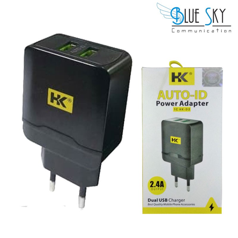 KEPALA CHARGER BATOK HK D2 DUAL USB MURAH