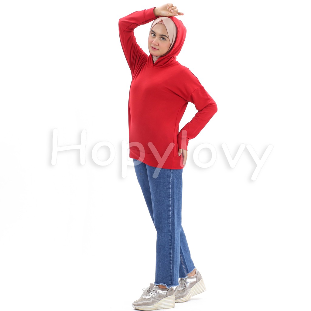 HOPYLOVY - Sweater Wanita Hoodie Polos Basic Hariet PREMIUM