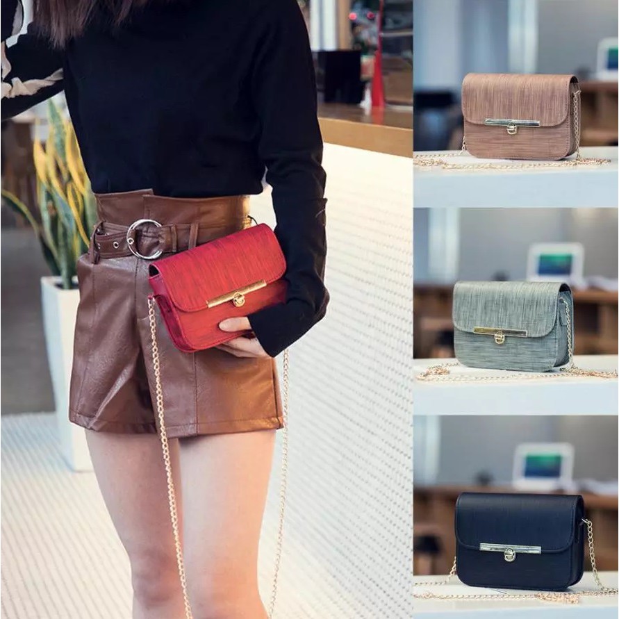 Tas Selempang Wanita BEAUTY SERAT KAYU Sling Bag Rante Elegant Fashion Import Quality Small Cute Bag