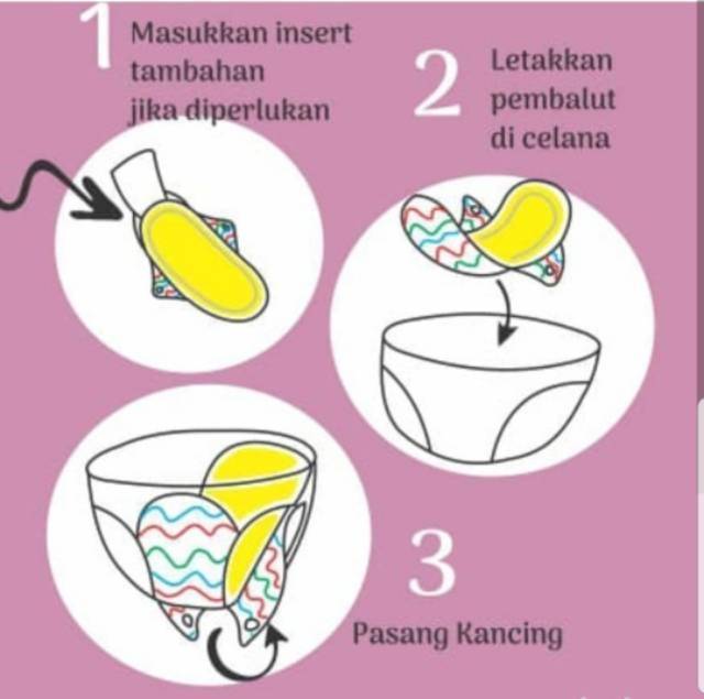 Menspad Baby Oz pembalut kain warna Polos motif panty liner menspad babyOz paket