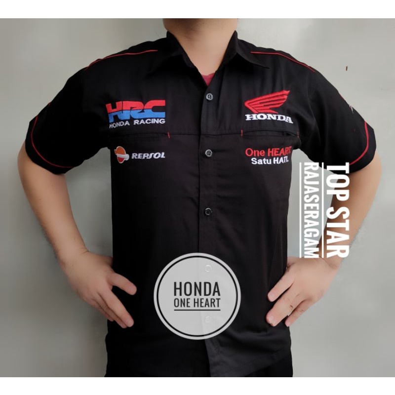 Baju Kemeja Seragam Otomotif Honda One Heart Moto GP Kemeja Bordir F1