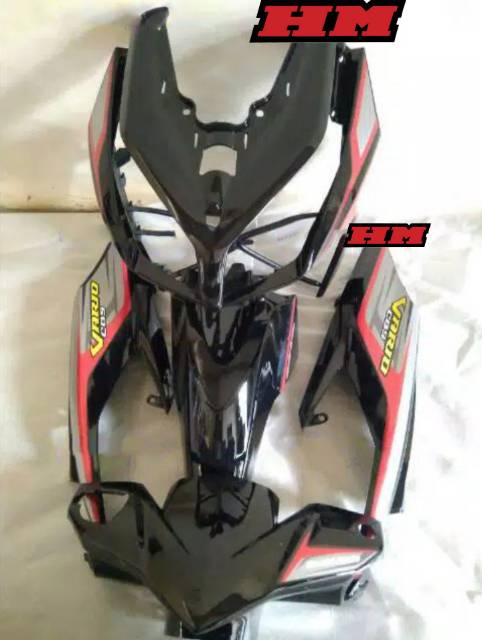 BODY HALUS VARIO TECHNO 110 CBS KARBU HITAM PLUS STIKER