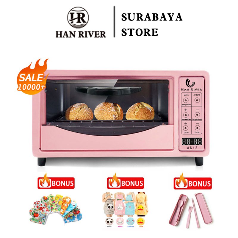 HAN RIVER Oven listrik 12L HROV02PK Sentuh Layar Kontrol Waktu Yang