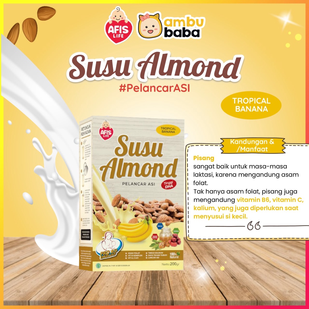 Afis Life Susu Almond Plus Ekstrak Daun Katuk Kurma Dan Madu Pelancar Asi Booster Asi