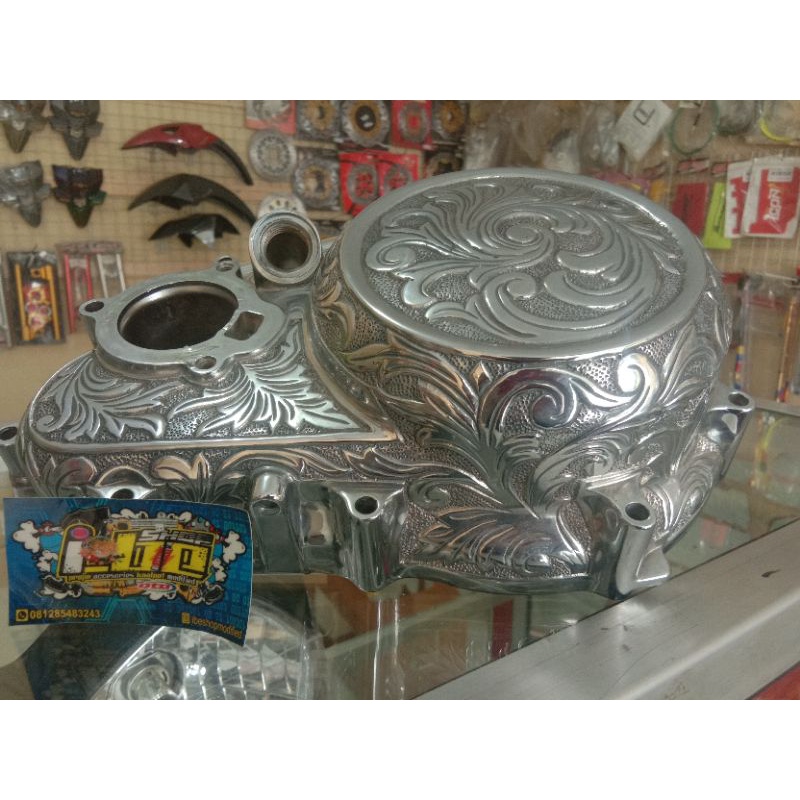 bak kanan vixion ukir 3d finishing chrome blok mesin kanan vixion ukir
