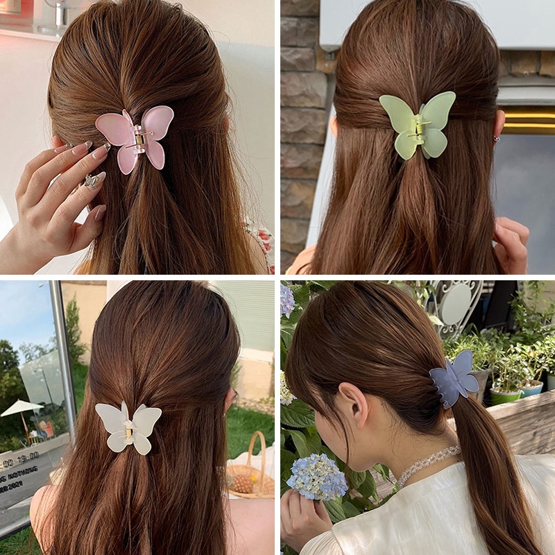 Jepit Rambut Model Butterfly Warna Permen Ukuran 7cm Gaya Korea Untuk Wanita