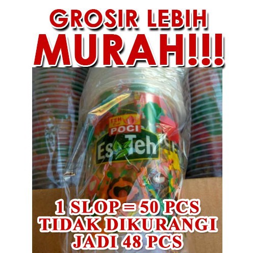Premium (Mount) tpo- gelas teh poci 12oz SLOP isi 50 cup es plastik kecil gelas poci 12 oz original