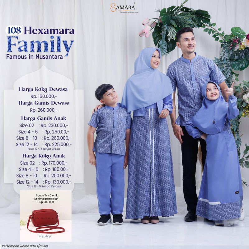 Abyshop - SARIMBIT SAMARA I08 HEXAMARA FAMOUS IN NUSANTARA GAMIS SARIMBIT KELUARGA BAJU MUSLIM KELUA