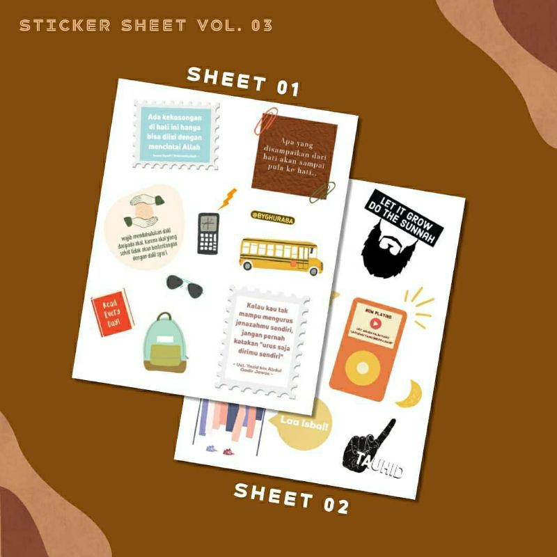 Sticker Sheet Quotes Islami Byghuraba vol. 03