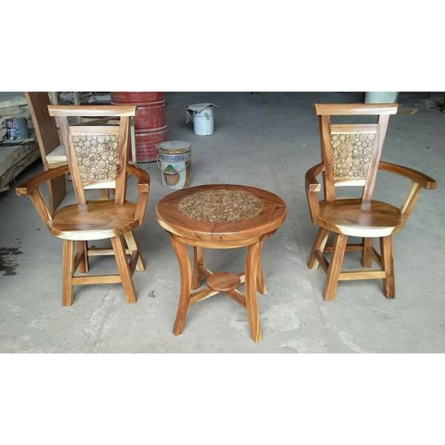 Kursi teras cantik kayu trembesi mebel Jepara