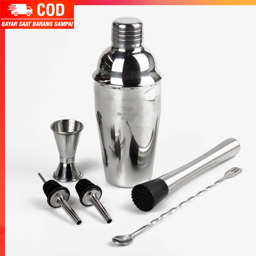 (100% BARANG ORI) One Two Cups 6in1 Bartender Bar Cocktail Stainless Steel 550ml - BA016