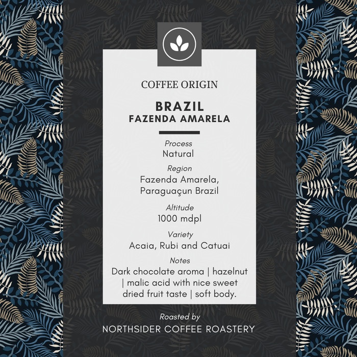 

kopi-biji- biji kopi arabika brazil fazenda amarela natural - 200gr northsider - biji kopi -biji-