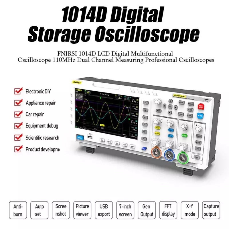 FNIRSI-1014D Digital Oscilloscope 2 In 1 Dual Channel Input Signal Generator 100MHz 1GSa/s