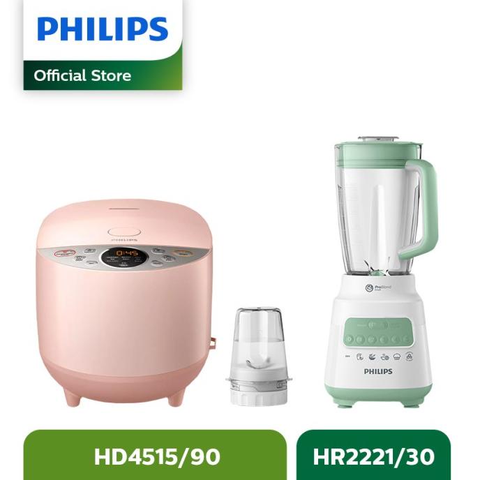 Philips Digital Rice Cooker - HD4515/90 with Blender Plastik HR2221/30 -Alat Dapur