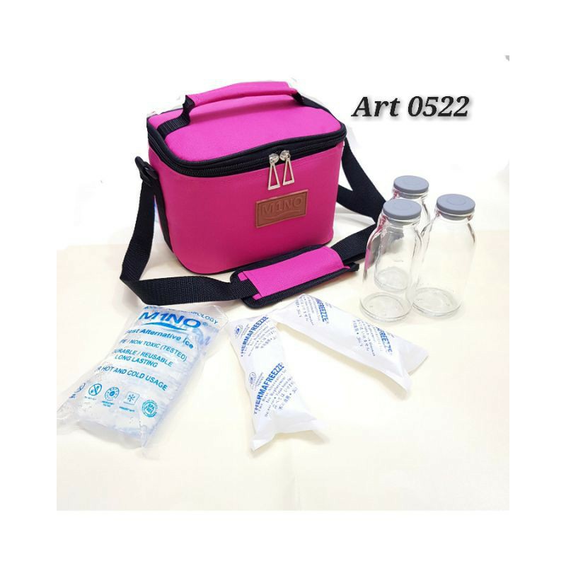 PAKET TAS ASI BAYI // COOLER BAG ASI, 0Cooler Bag Tas Asi Asip + 3Botol &amp;  3 Ice gel (paket murah /tas selempang aja) susu bayi