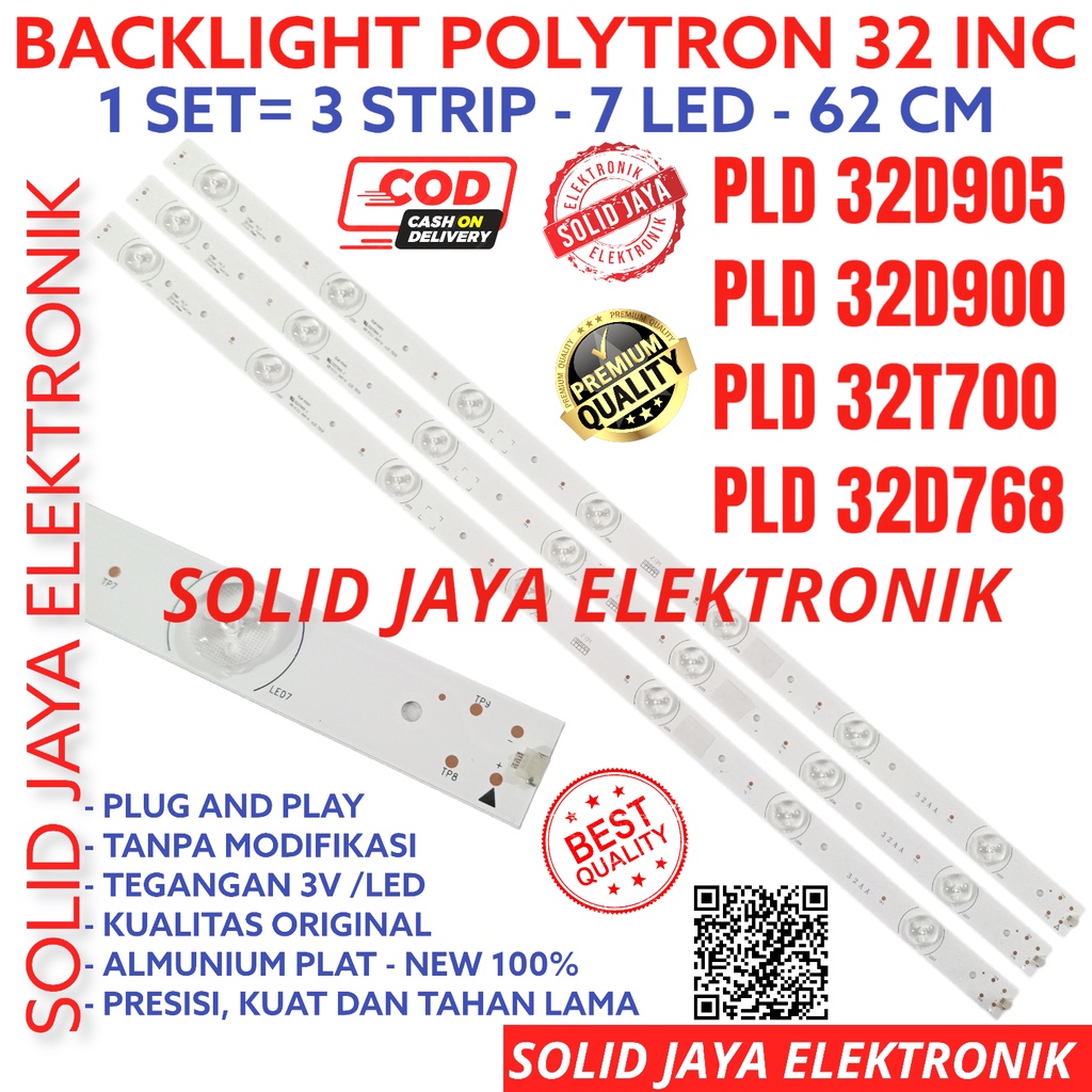 BACKLIGHT TV LED POLYTRON 32 INC PLD 32D905 32D900 32T700 32T768 LAMPU BL 7K 3V 7 KANCING 7LED 7K PLD32D905 PLD32D900 PLD32T700 PLD32D768 POLYTRON PLD-32D905 PLD-32D900 PLD-32T700 PLD-32D768 32INCH 32IN 32INC LAMPU BL 7 LAMPU LED INCH IN