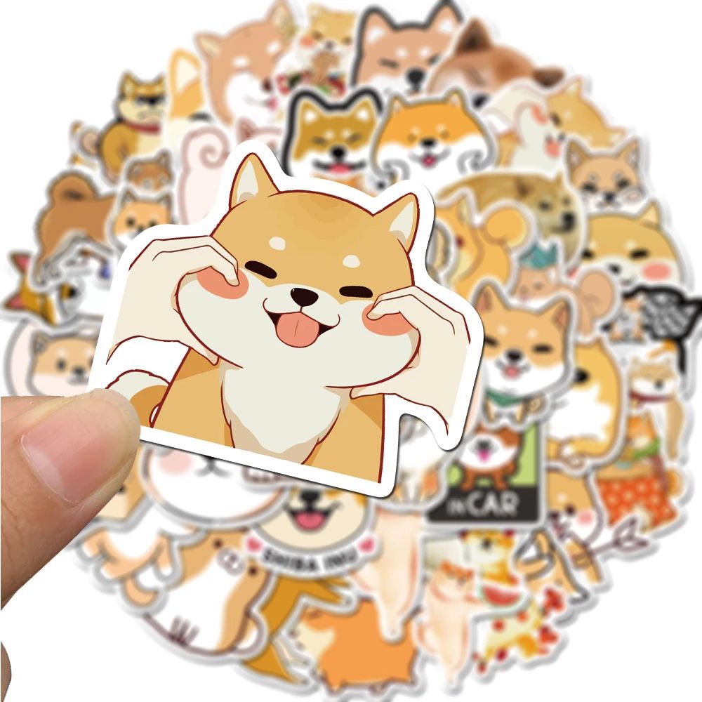 ELEGANT Lovely Japanese Shiba Inu Dog Sticker 50pcs/pack Animal Stickers Puppy Sticker DIY Scrapbook Cute Helmet Guitar Sticker Mobile Phone Decor Skateboard Graffiti Sticker