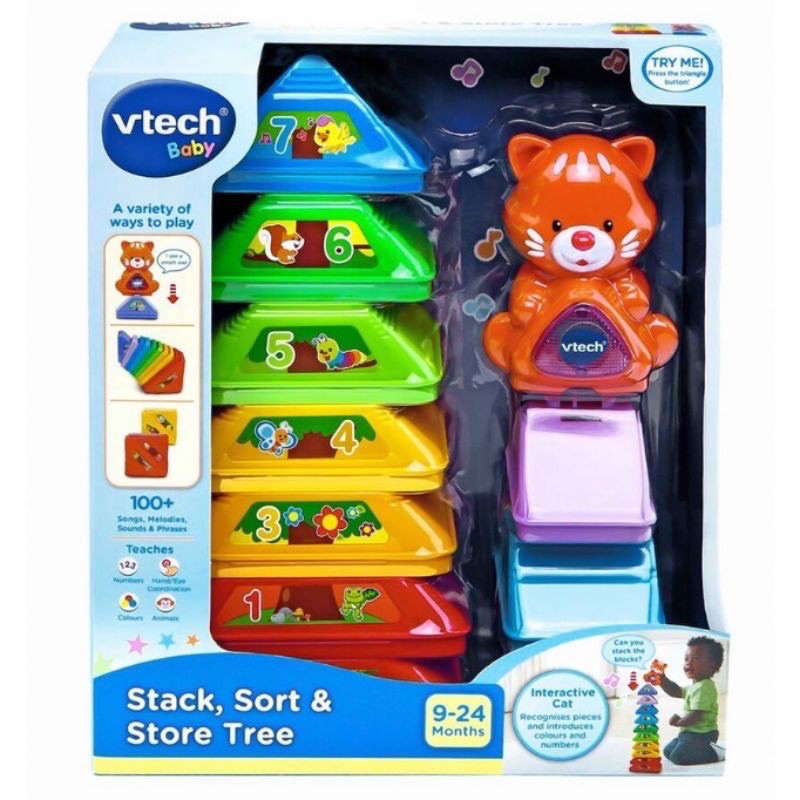 vtech stack sort store cute cat mainan balok susun anak bayi