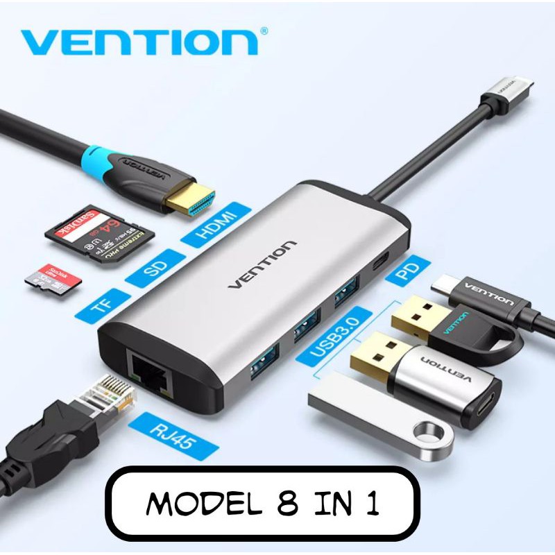 VENTION USB C HUB to USB 3.0 Adapter 4K HDMI Port Card Reader Port Charger PD Tipe C Thunderbolt 3.0