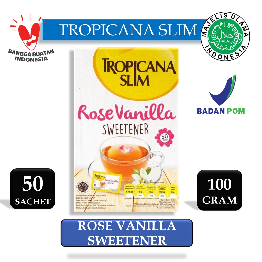 

Tropicana Slim Sweetener Rose Vanilla 50 Sachet