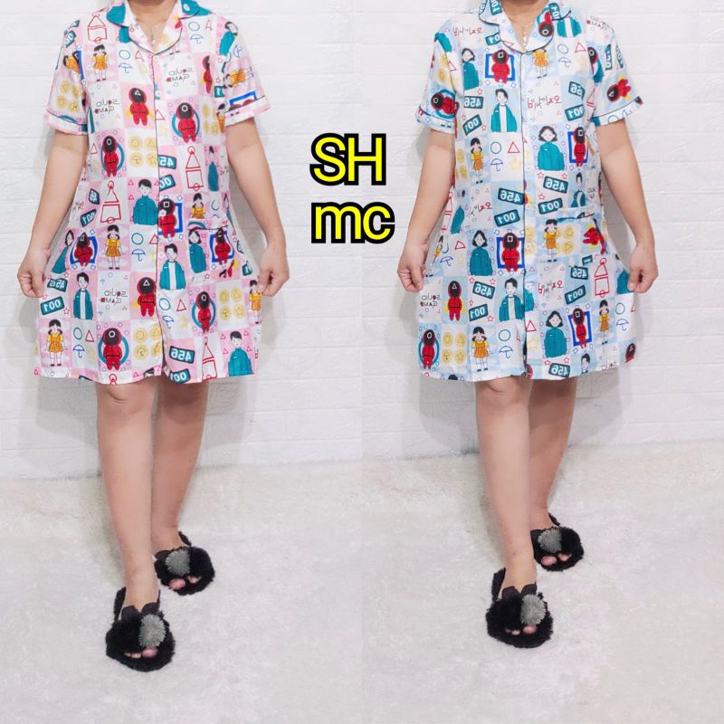 Baju Tidur Piyama Wanita Motif Squid Game Pajamas Katun  / Baju Tidur setelan Wanita katun Daster dewasa Terbaru Bigsize Kekiniaan