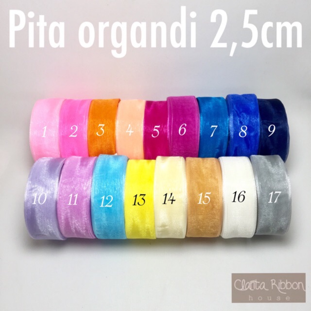 Pita Organdi Organza 1&quot; inch atau 2.5cm Pita Craft Pita Bouquet Pita Hampers