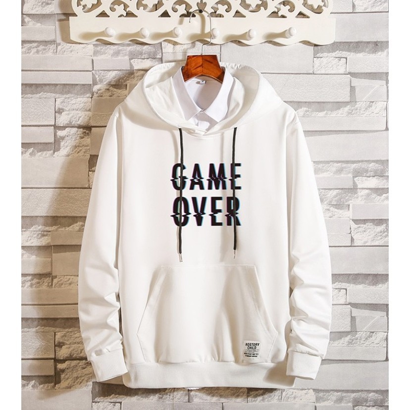 KENETH PUTIH BAJU SWEATER COWOK SABLON PAKAIAN HOODIE PRIA DEWASA - Putih